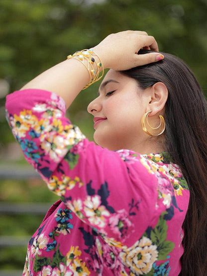 Ishhaara Triple Layer Twisted Hoop Earrings