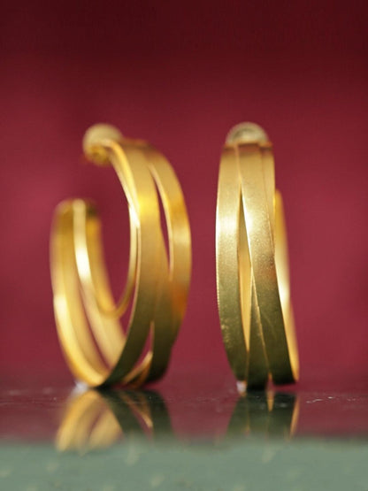 Ishhaara Triple Layer Twisted Hoop Earrings