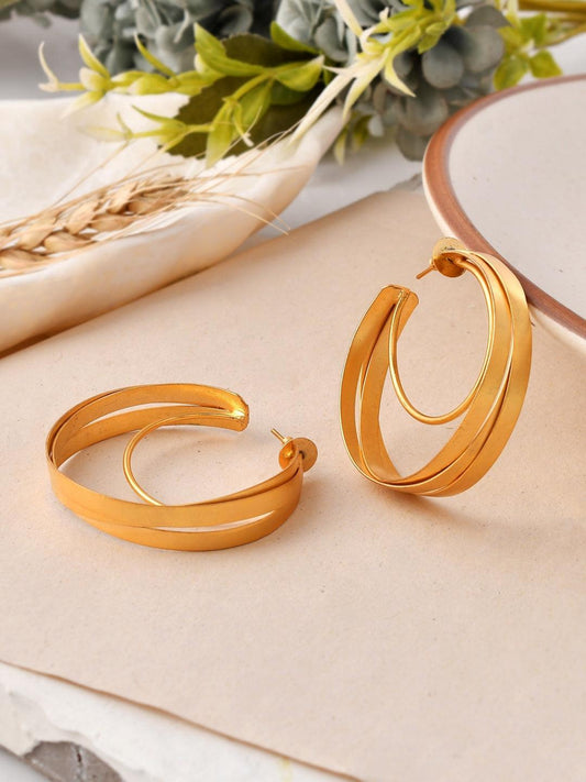 Ishhaara Triple Layer Twisted Hoop Earrings
