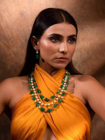 Ishhaara Triple Layered Pearl Necklace Set