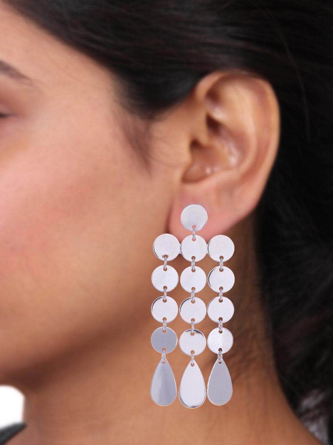 Ishhaara Triple Line Earrings - Silver