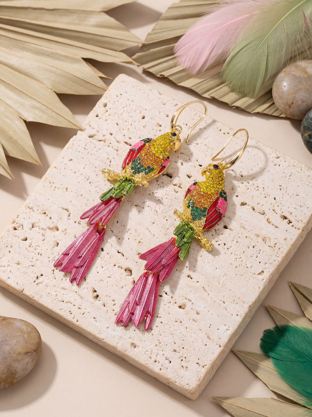 Ishhaara Tropical Parrot Drop Earrings