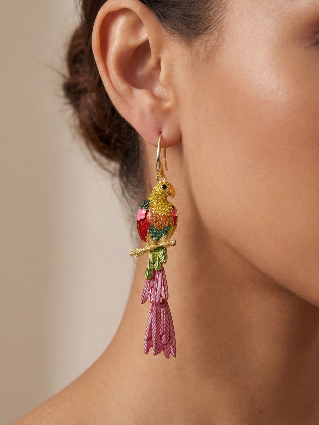 Ishhaara Tropical Parrot Drop Earrings