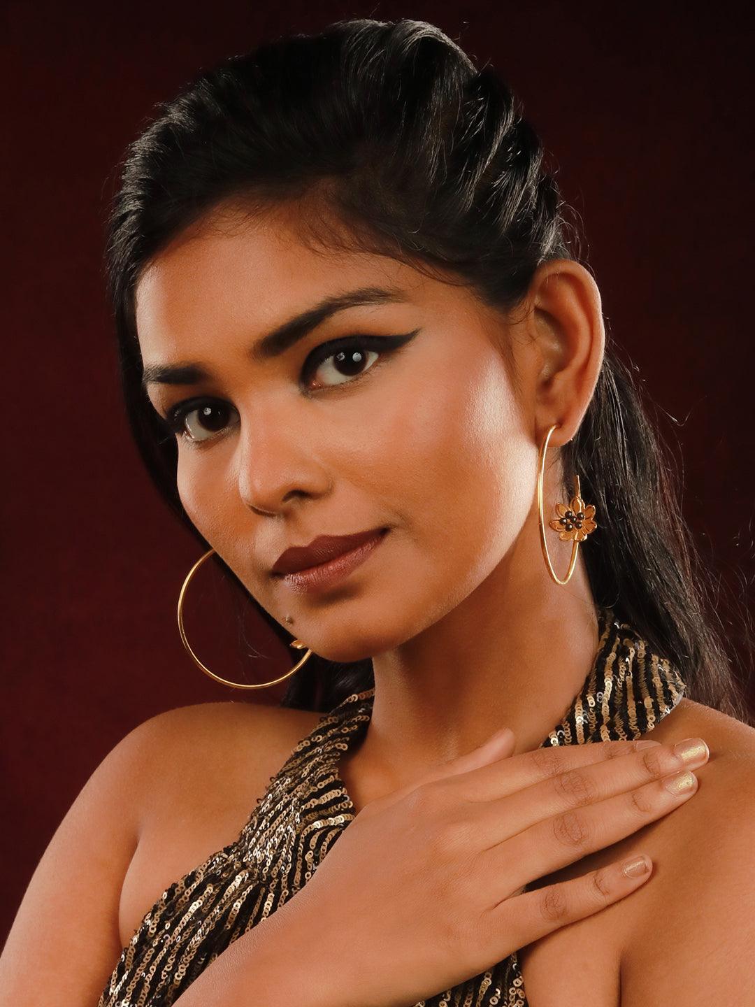 Ishhaara Tumbling Flower Hoop Earring
