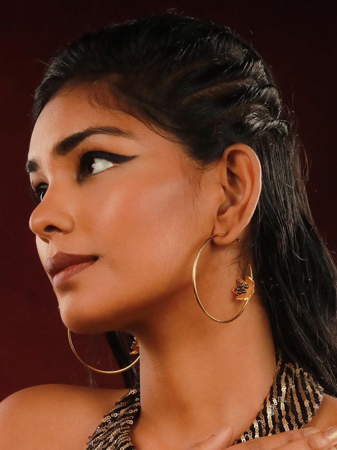Ishhaara Tumbling Flower Hoop Earring