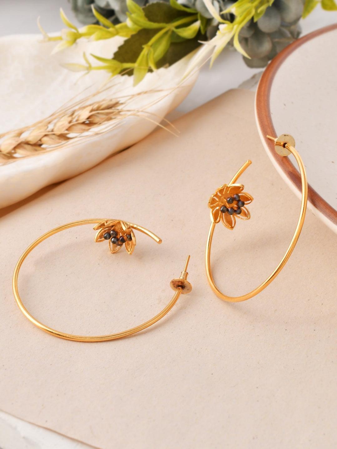 Ishhaara Tumbling Flower Hoop Earring