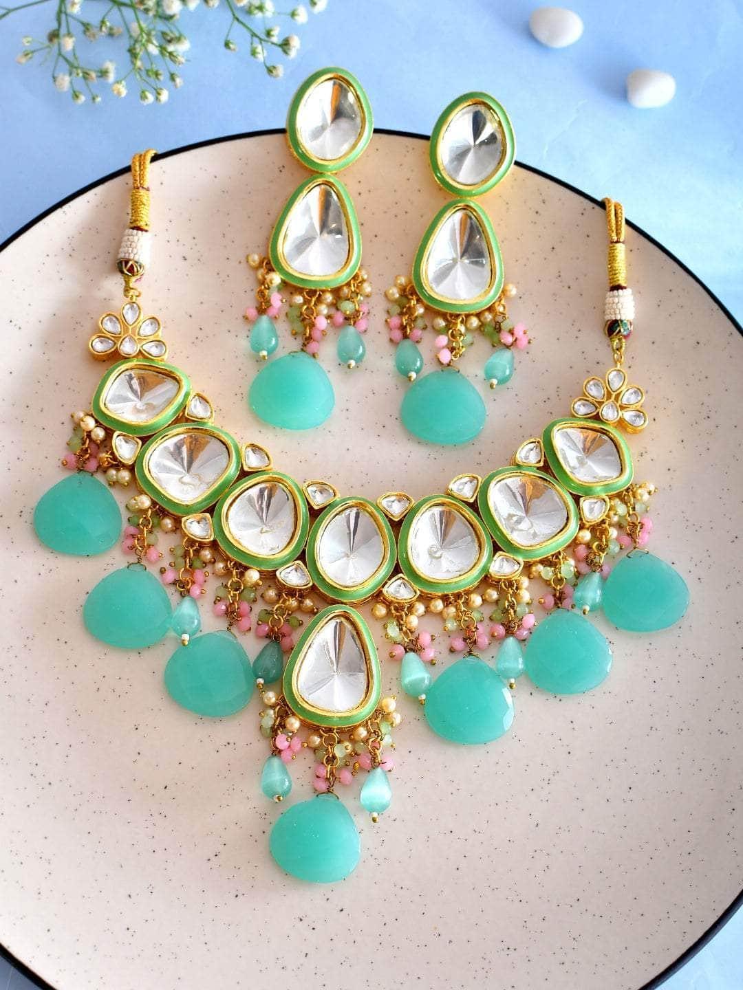 Ishhaara Turquoise Ad Kundan Choker Set