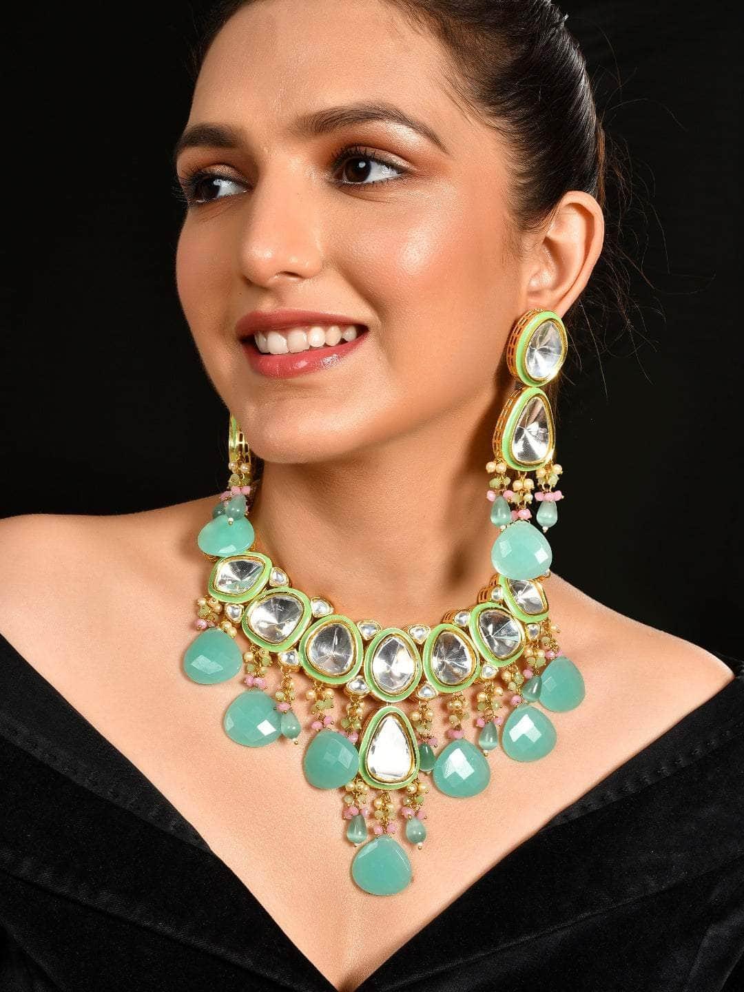 Ishhaara Turquoise Ad Kundan Choker Set