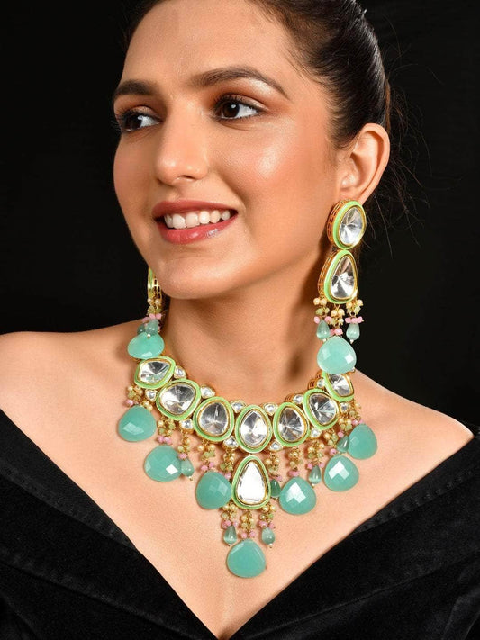 Ishhaara Turquoise Ad Kundan Choker Set