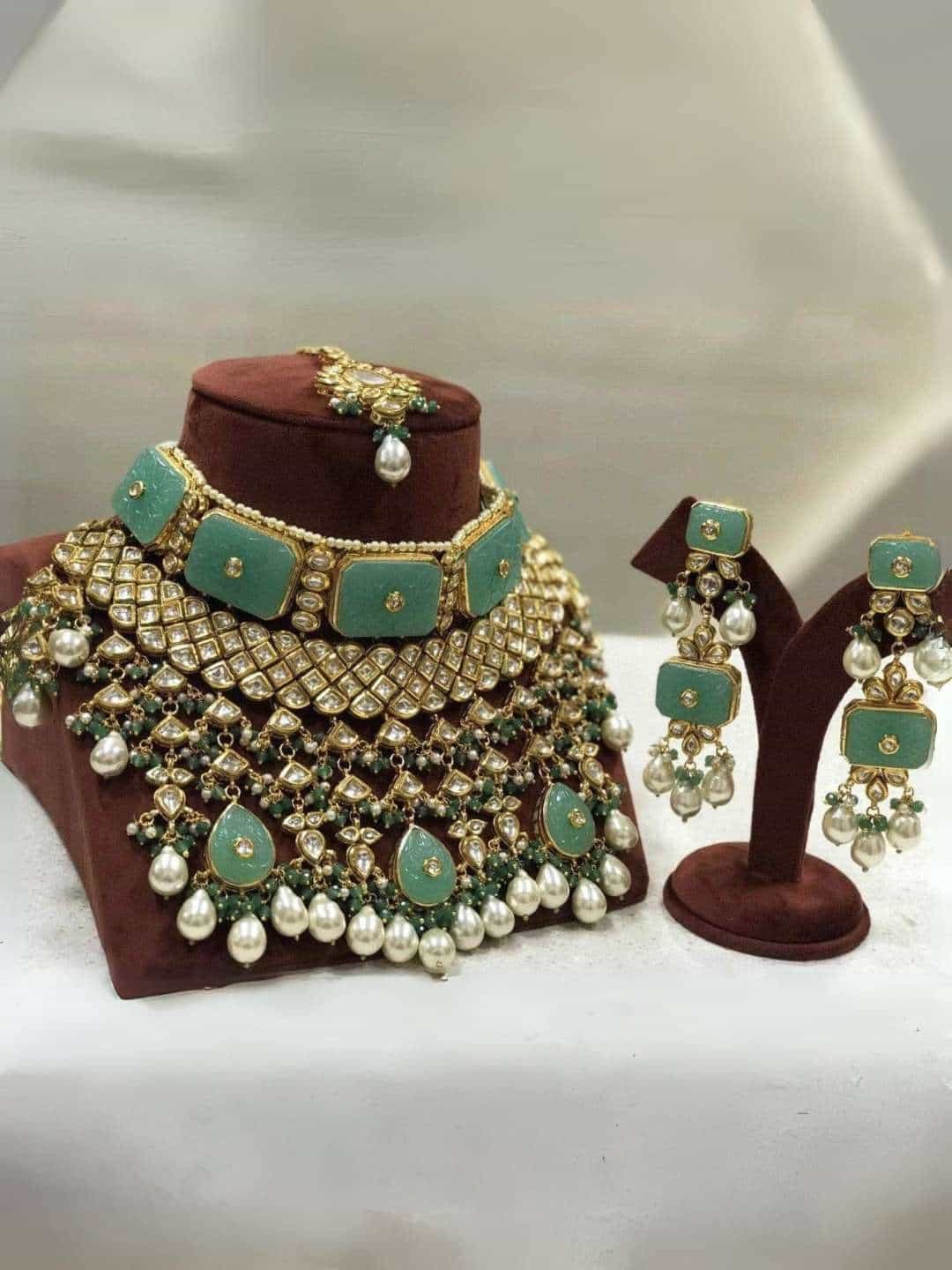 Ishhaara Turquoise Big Bridal Polki Set