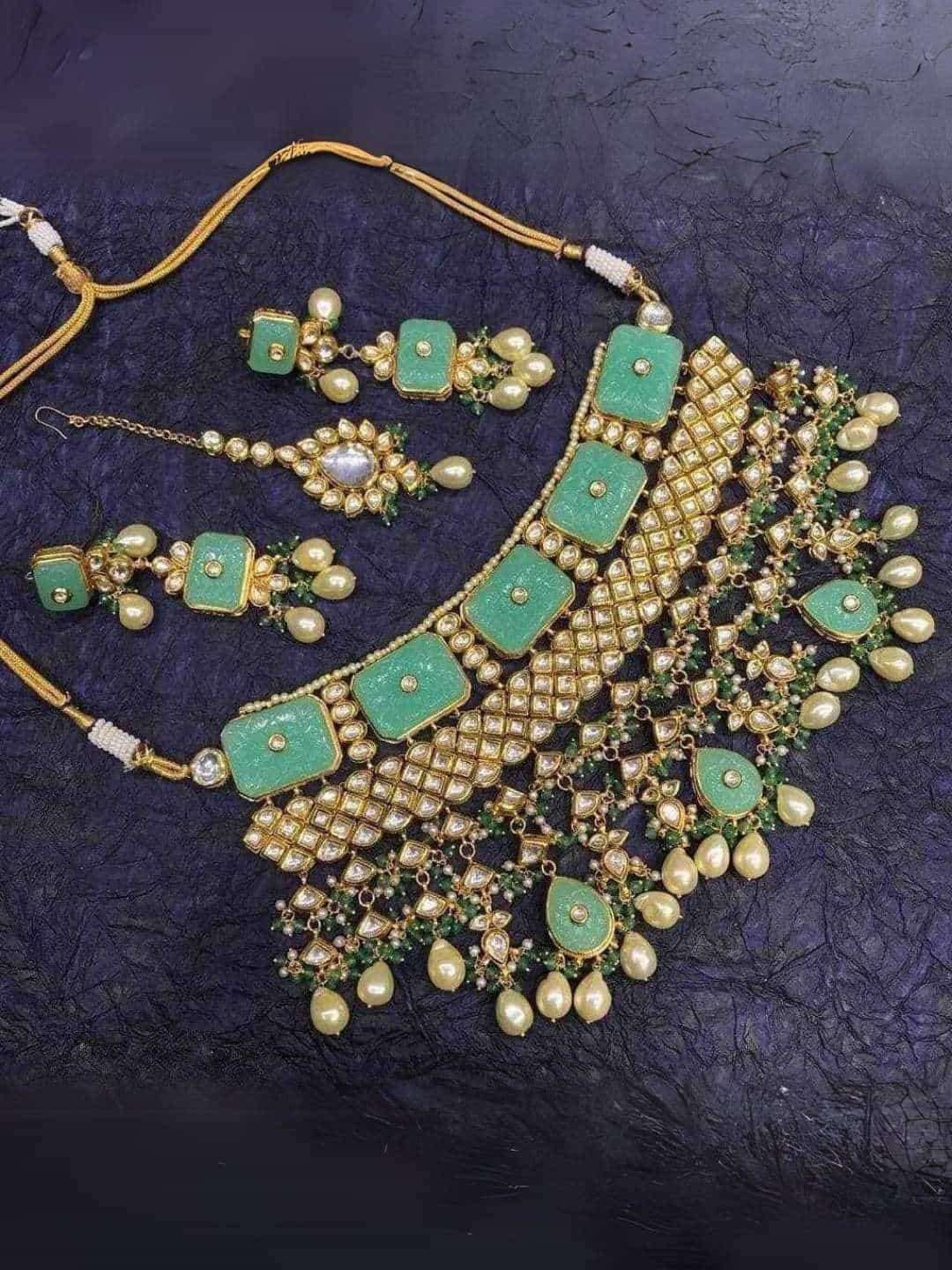 Ishhaara Turquoise Big Bridal Polki Set