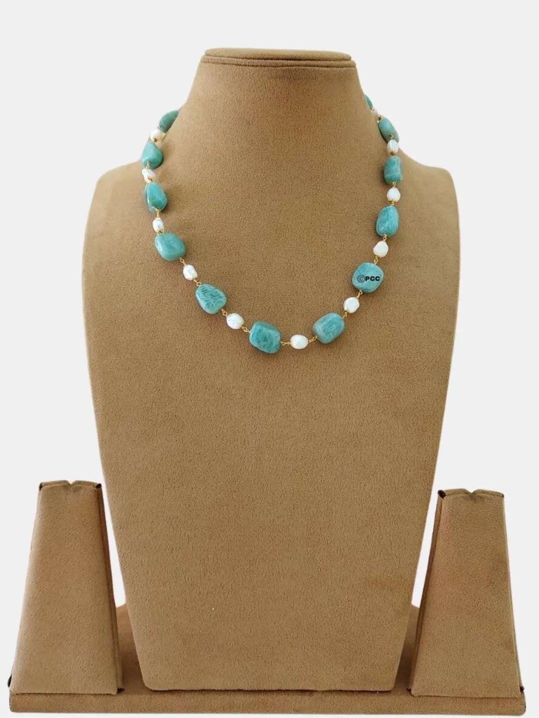 Ishhaara Turquoise Texture Beaded Necklace