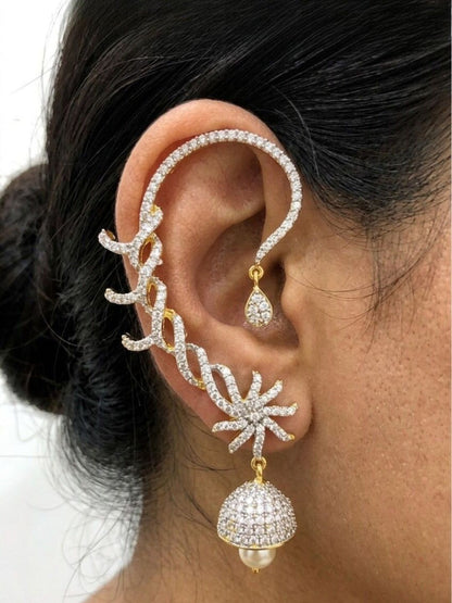Ishhaara Twinkling Jhumka Studded Earcuff Earring
