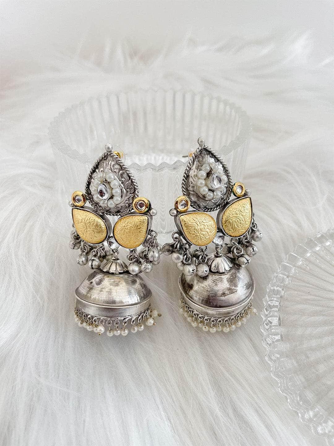 Ishhaara Two Tone Jhumki Earrings