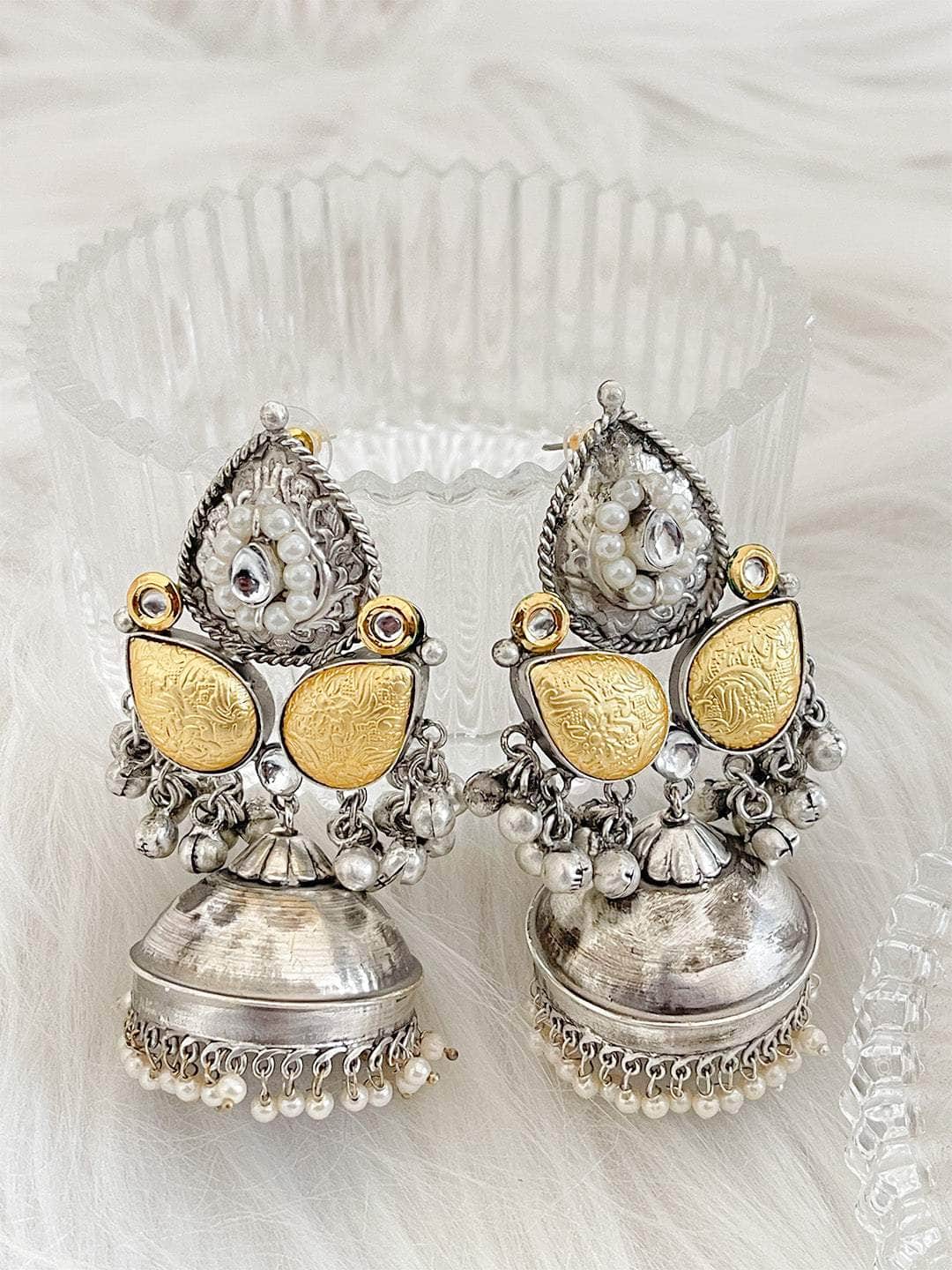 Ishhaara Two Tone Jhumki Earrings