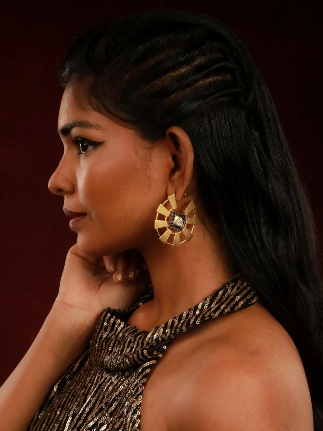 Ishhaara Two Toned Geometric Tribal Hoops