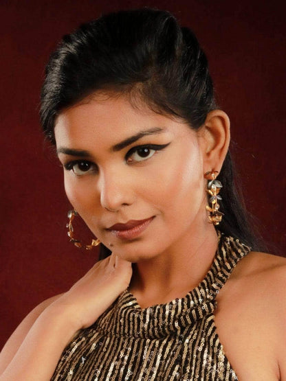 Ishhaara Two Toned Leaf Hoop Earring