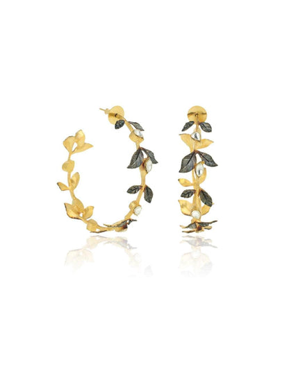 Ishhaara Two Toned Leaf Hoop Earring