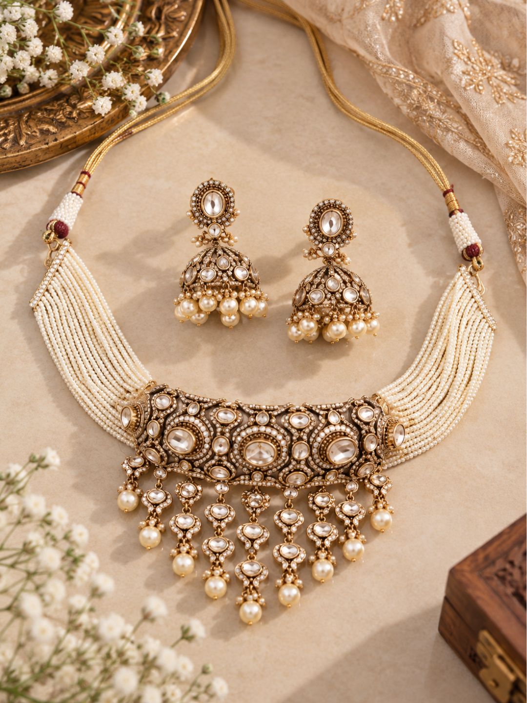 Ishhaara Uncut Diamond Studded Bridal Choker Necklace