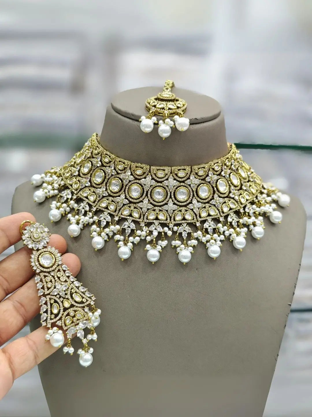 Ishhaara Uncut Kundan Semi Bridal Set