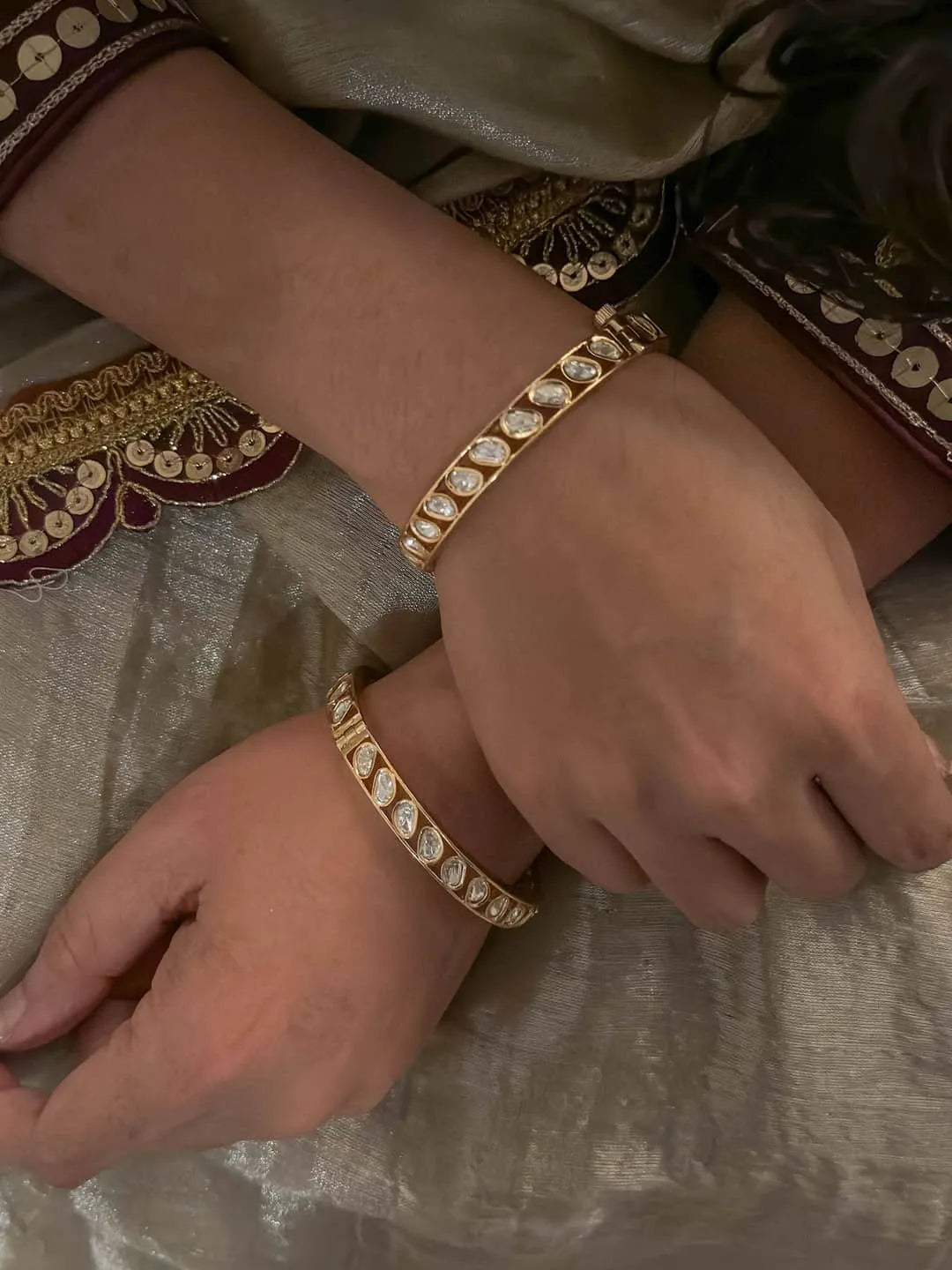 Ishhaara Uncut Polki Kundan Studded Openable Bangles