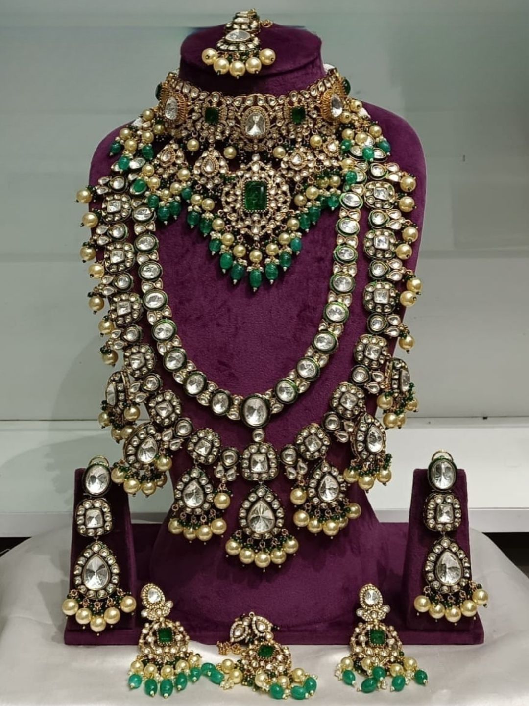 Ishhaara Uncut Polki Studded Double Layered Long And Short Necklace