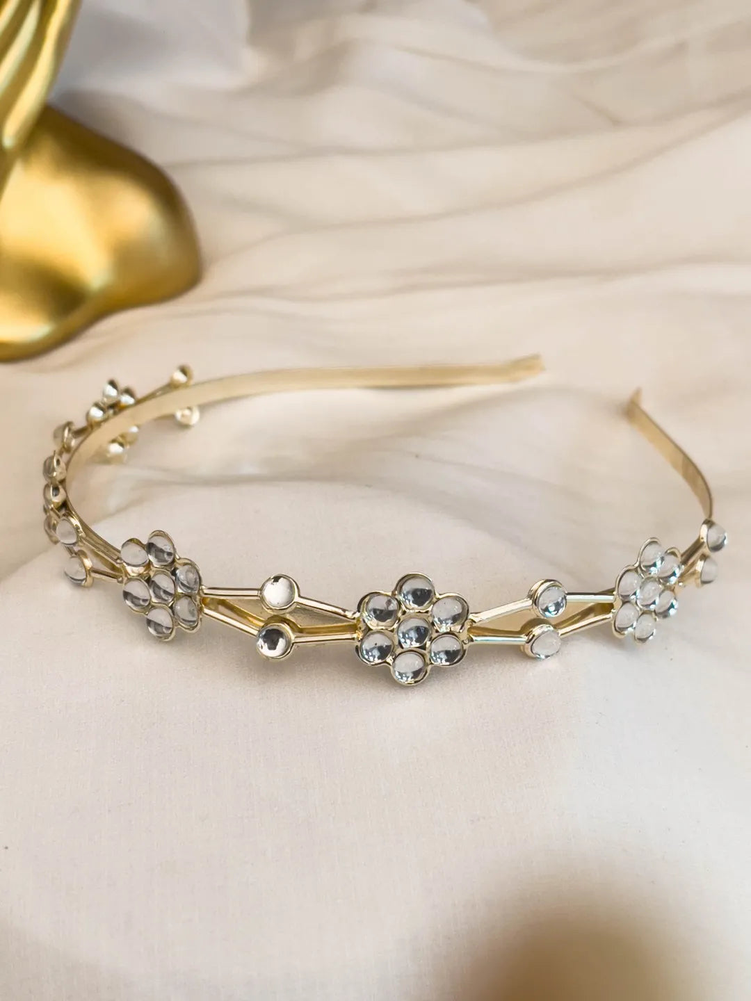 Ishhaara Unique Floral Shaped Kundan Hairband