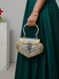 Ishhaara Unique Shaped Vintage Styled Metal Clutch