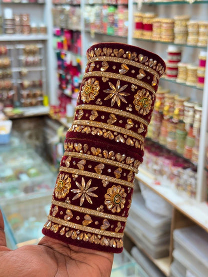 Ishhaara Velvet Bridal Bangles Set