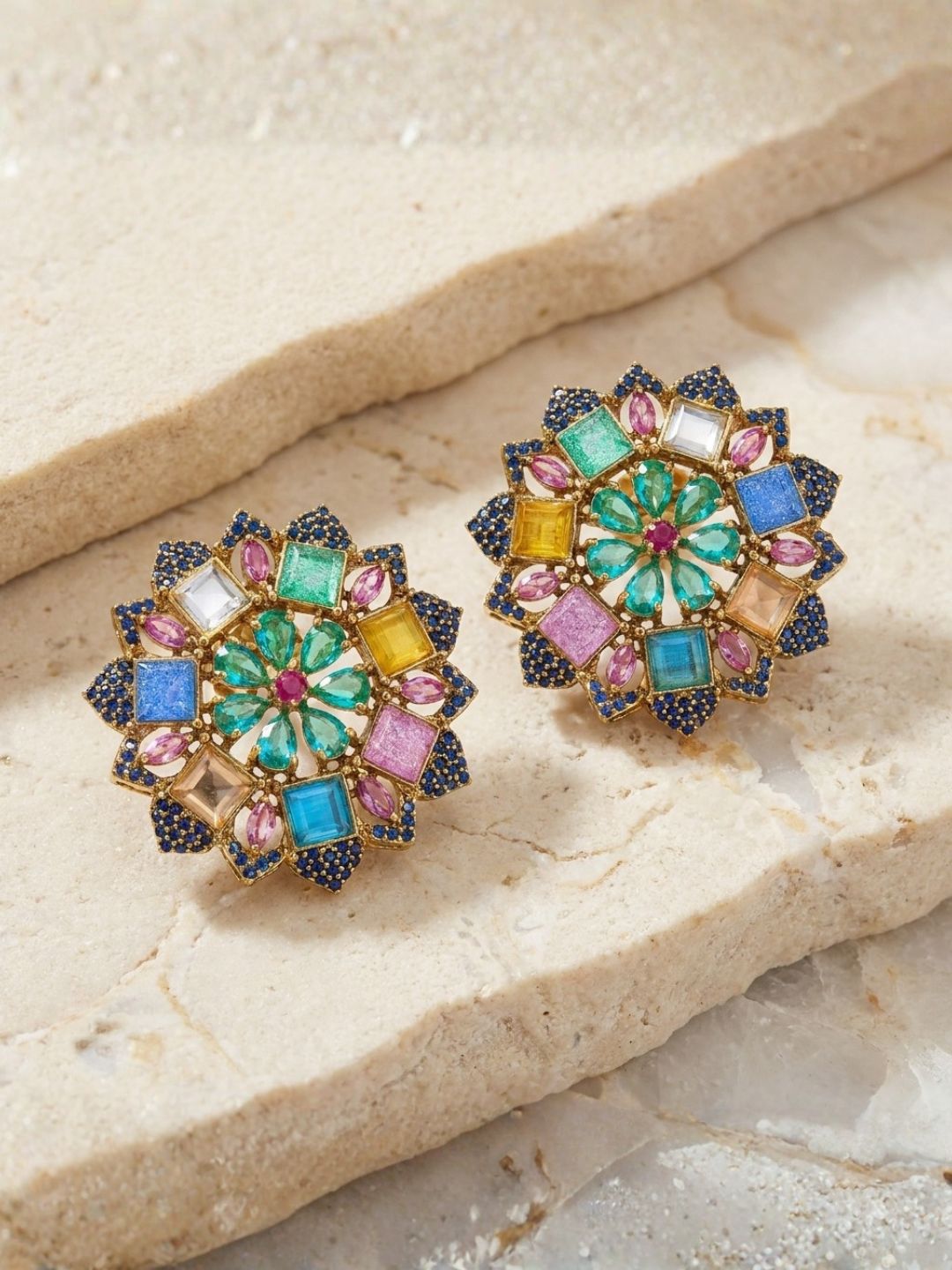 Ishhaara Vibrant Multicolor Stud Earrings