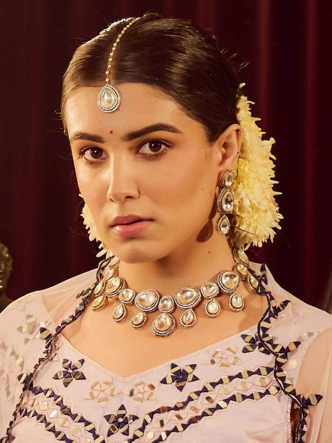 Ishhaara Victorian Ad Polki Kundan Necklace Set