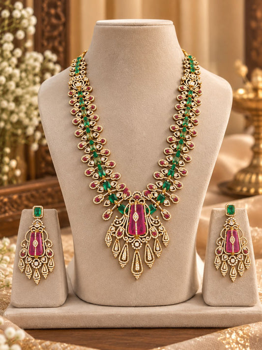 Ishhaara Victorian Emerald Ruby Statement Haram