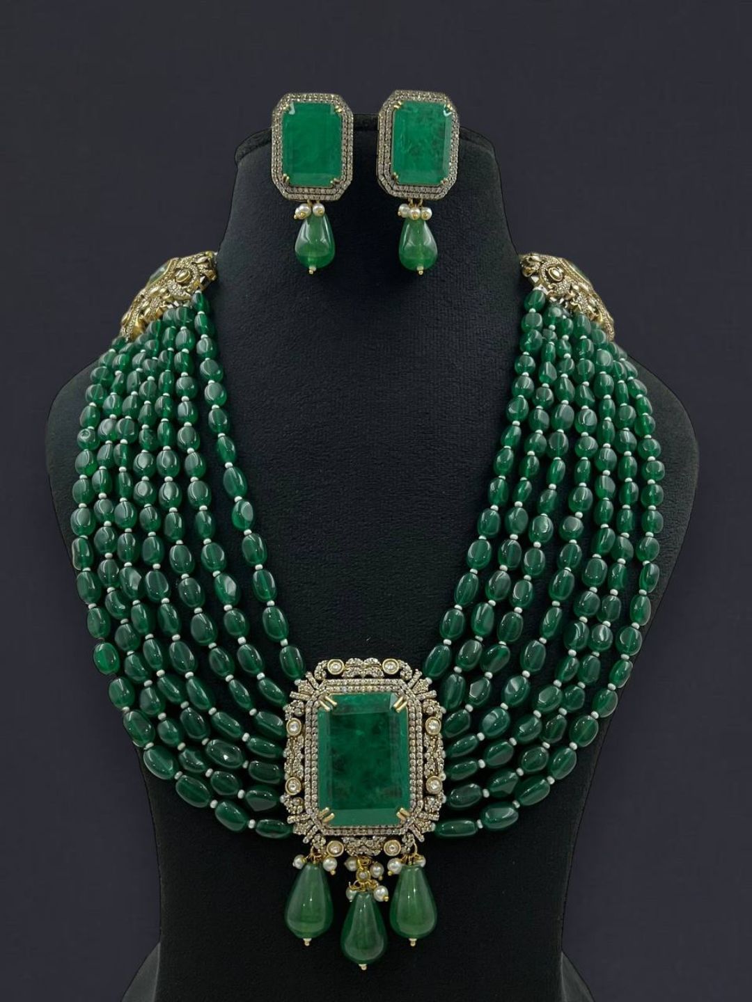 Ishhaara Victorian Kundan Emerald Necklace