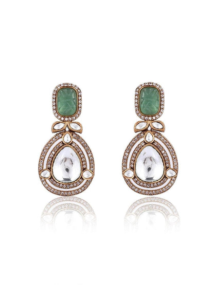 Ishhaara Victorian Long Polki Necklace Set Turquoise