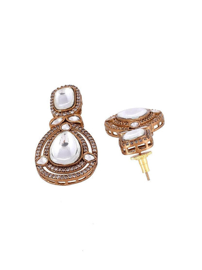 Ishhaara Victorian Long Polki Necklace Set White