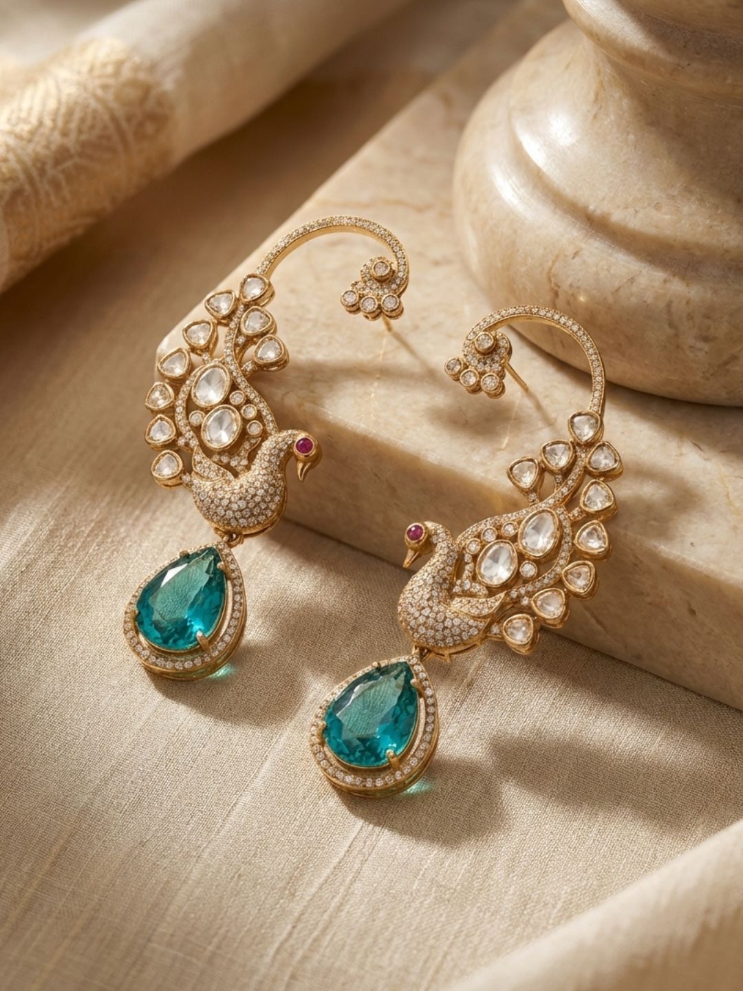 Ishhaara Victorian Peacock Design Earcuff