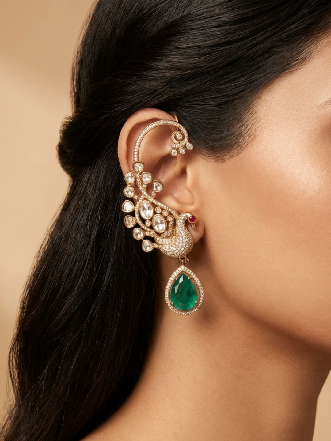 Ishhaara Victorian Peacock Design Earcuff