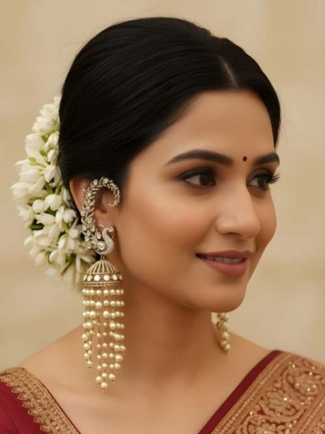 Ishhaara Victorian Peacock Jhumkas With Earcuff