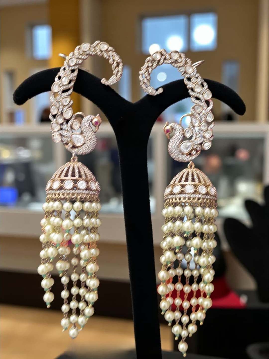 Ishhaara Victorian Peacock Jhumkas With Earcuff
