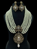 Ishhaara Victorian Peacock Pendant Pearl Long Necklace
