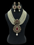 Ishhaara Victorian Peacock Pendant Pearl Long Necklace