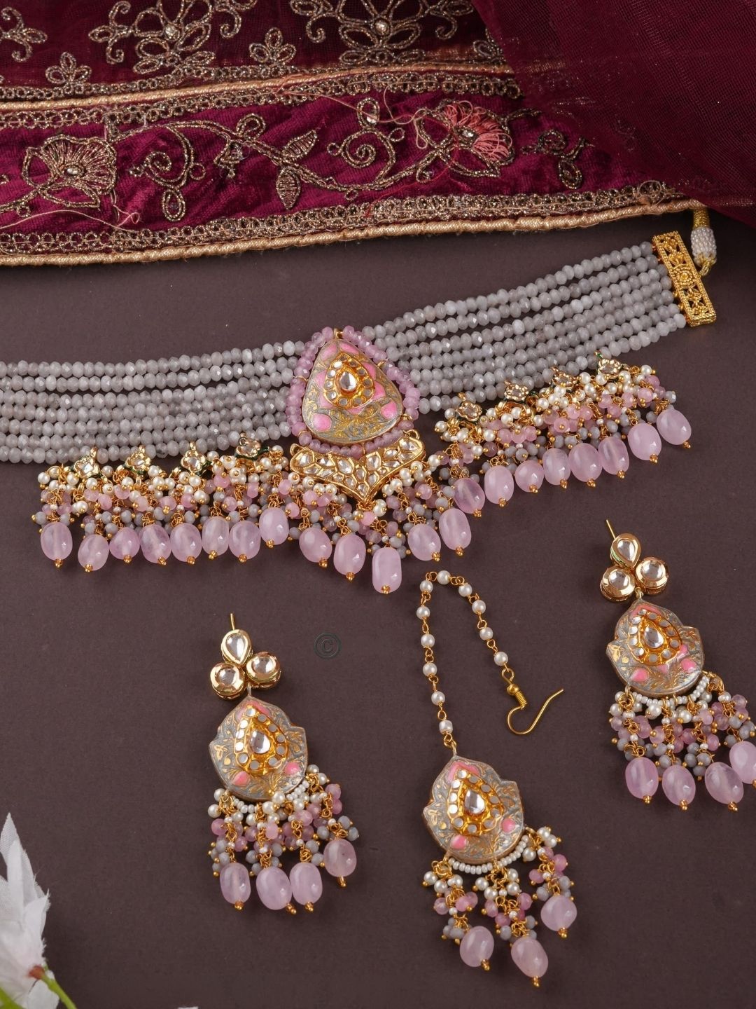 Ishhaara Victorian Peacock Tear Drop Choker
