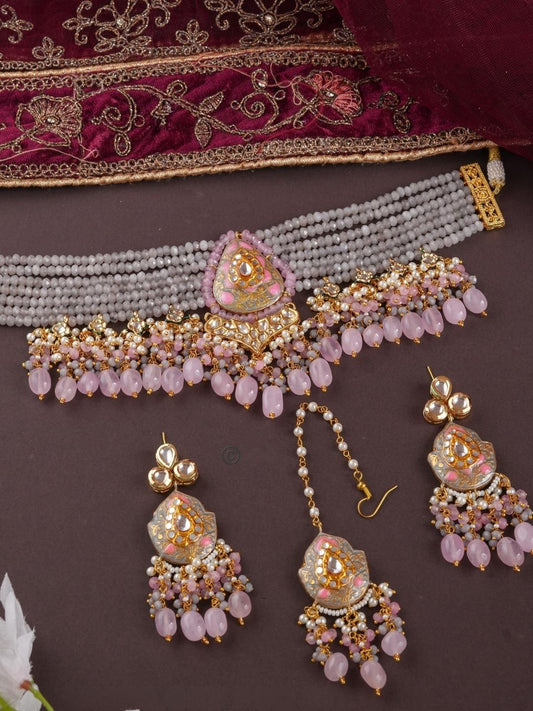 Ishhaara Victorian Peacock Tear Drop Choker