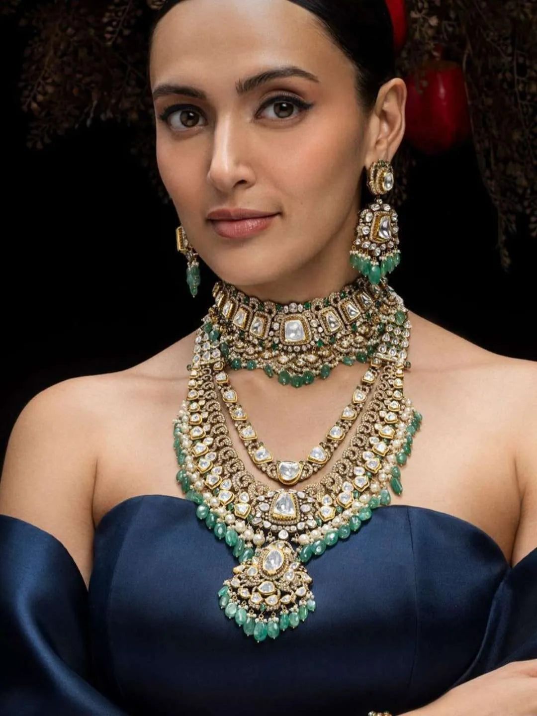 Ishhaara Victorian Pearl Necklace With Studs