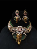 Ishhaara Victorian Plated Elephant Faced Necklace