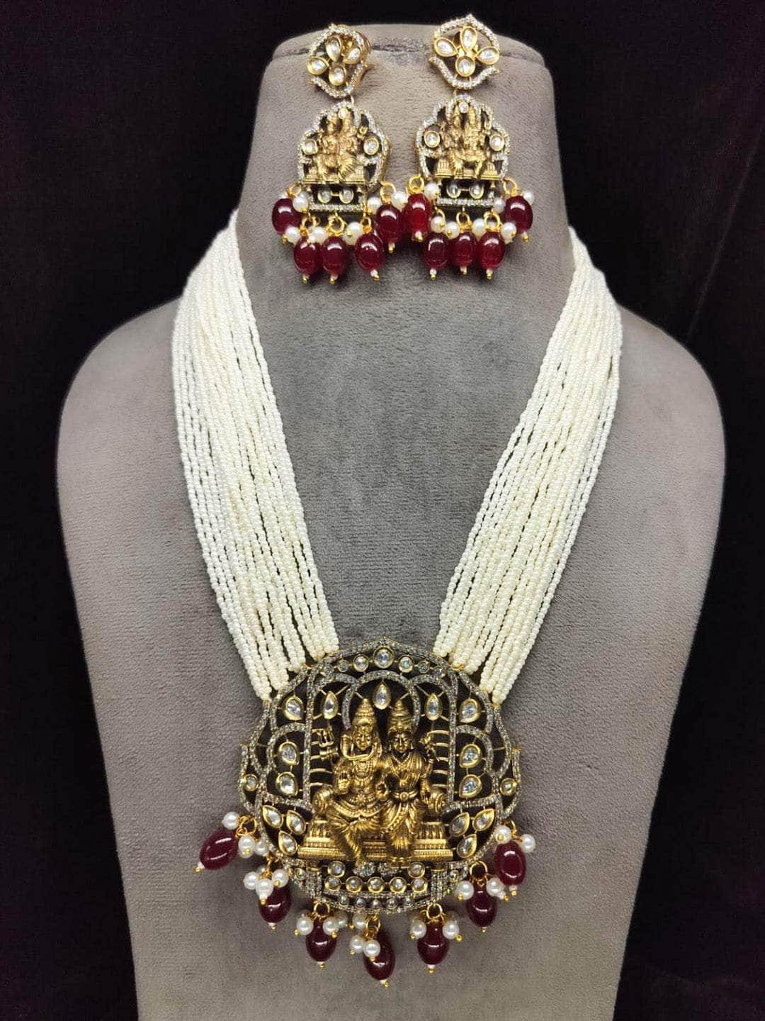 Ishhaara Victorian Ten Layered Temple Beaded Necklace