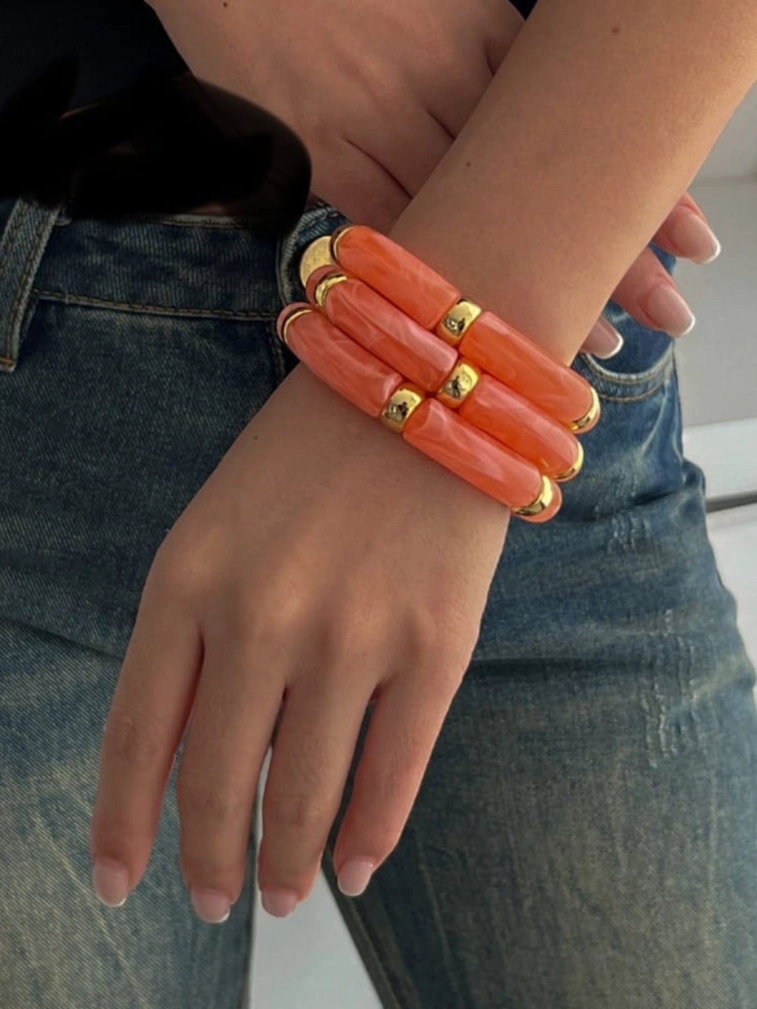 Ishhaara Vintage Acrylic Bamboo Beads Bracelet