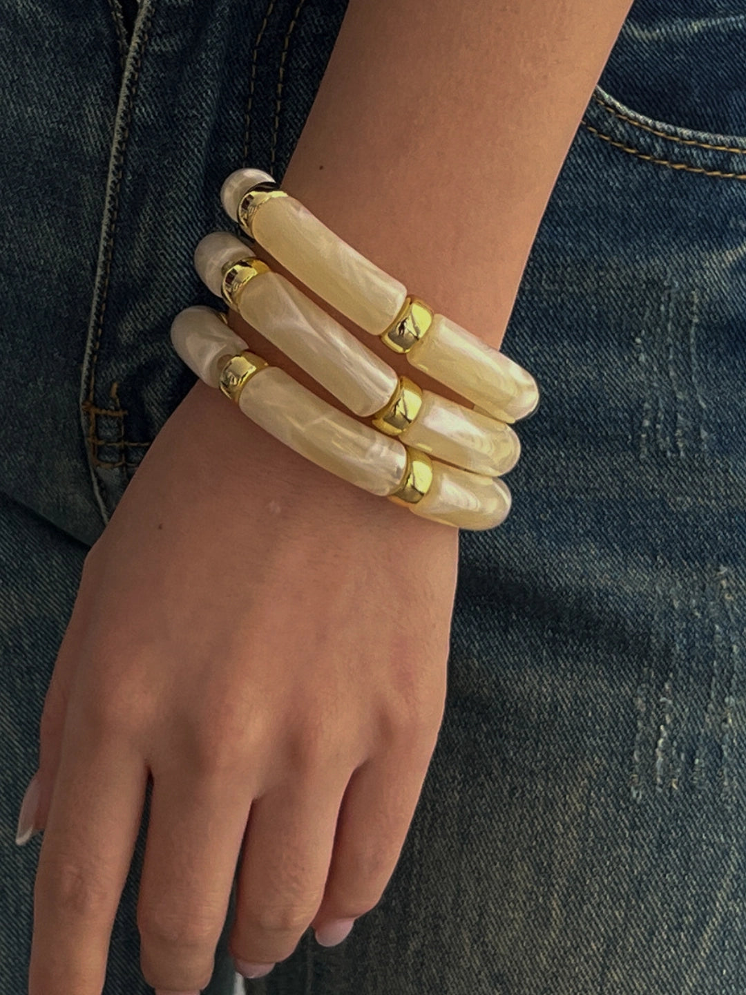 Ishhaara Vintage Acrylic Bamboo Beads Bracelet