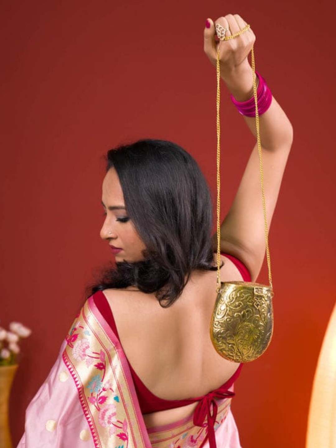 Ishhaara Vintage Brass Bucket Bag