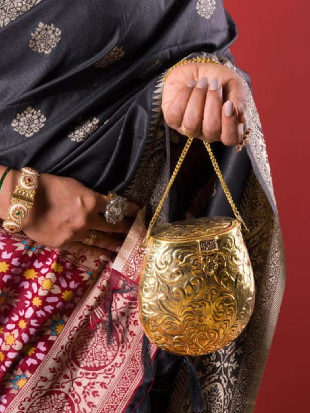 Ishhaara Vintage Brass Bucket Bag
